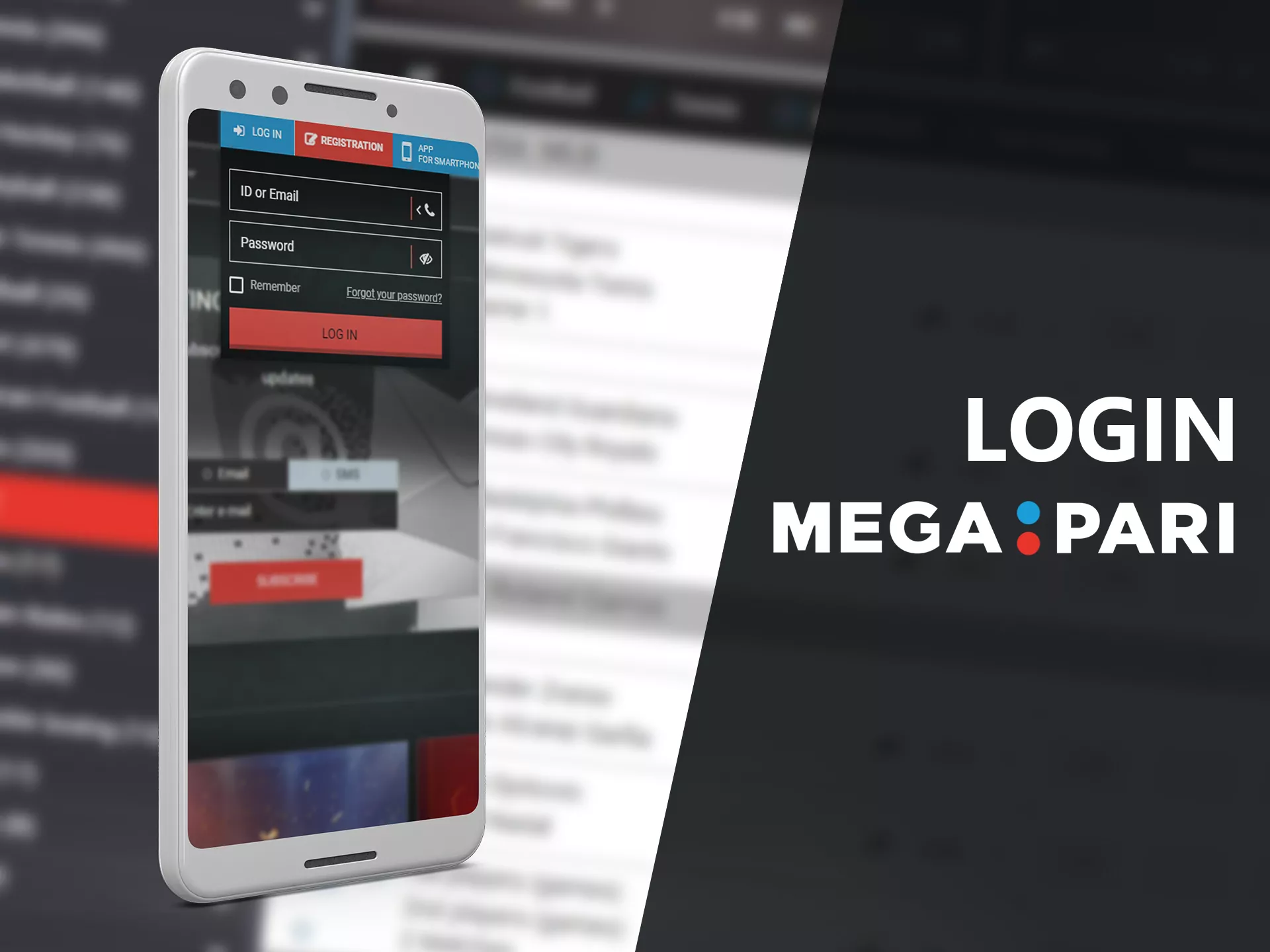 Enter your email and password to log in to the Megapari app.