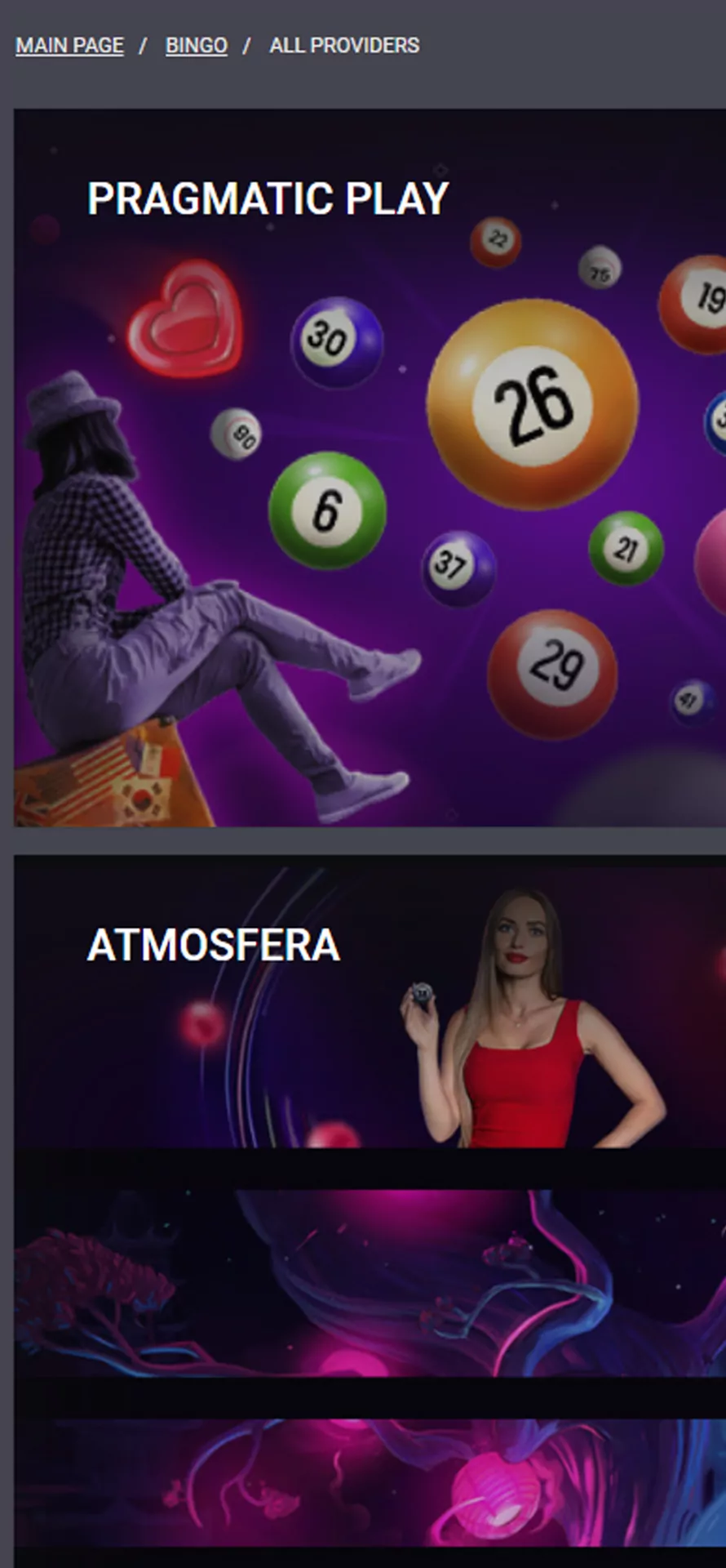 Casino game providers in the Megapari app